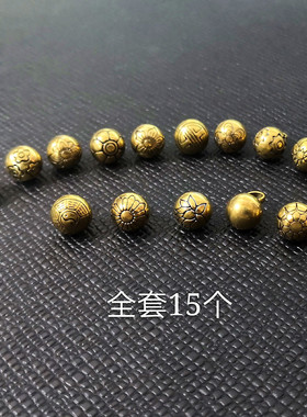 纯黄铜实心浮雕花卉纯铜挂件
