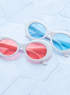 太阳镜街拍个性嘻哈搞怪女椭圆