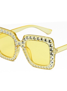 2024遮阳方框欧美女镶钻太阳镜