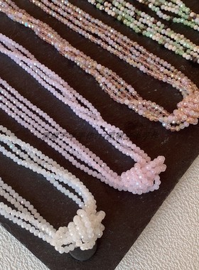 包邮~玻璃切面小水晶项链多层打结设计感颈超闪可爱春夏新色混色