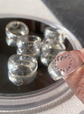 日系日杂风香槟色爱心水钻戒指氧气感超百搭甜美设计感小众清透感