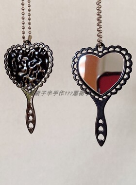 小挂件~迷你小镜子手持镜五角星爱心微缩拉链扣可爱少女萌宠花边