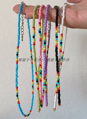 彩虹米珠手链项链套装