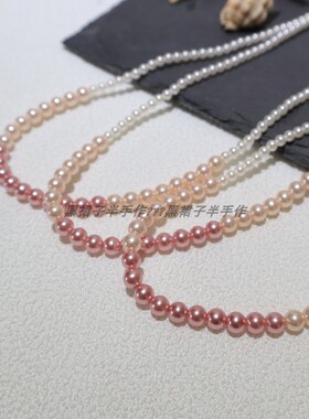 贝珠项链~少女粉色渐变可爱质感锁骨链设计感四季百搭日常氛围感