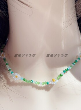 水晶花花弹力手链项链