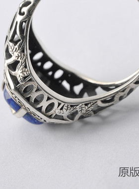 吸血鬼日记925银天然青金石戒指