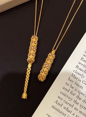 国潮铜钱花丝镂空新款项链