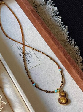 美拉德串珠虎眼石碎冰冰葫芦项链