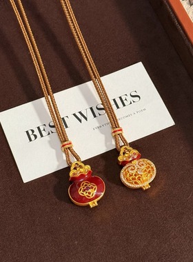 新中式古法金铜钱貔貅毛衣链