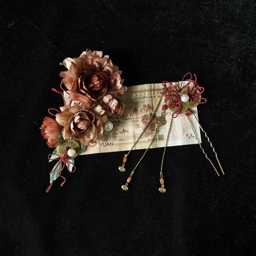 风雪初晴   有钱花系列之糖太棕烫花古风发饰汉服原创设计 - 图3