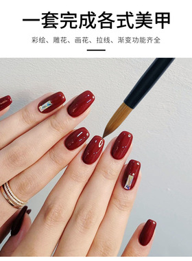 亚马逊美甲貂毛笔5支装kolinsky水晶笔延长指甲 美甲师专用雕花笔