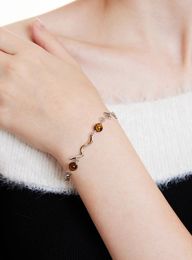 女半宝石黄虎眼简约手链手链