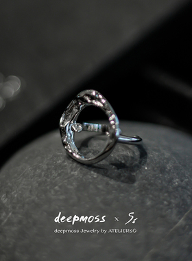 银色设计师戒指戒指deepmoss