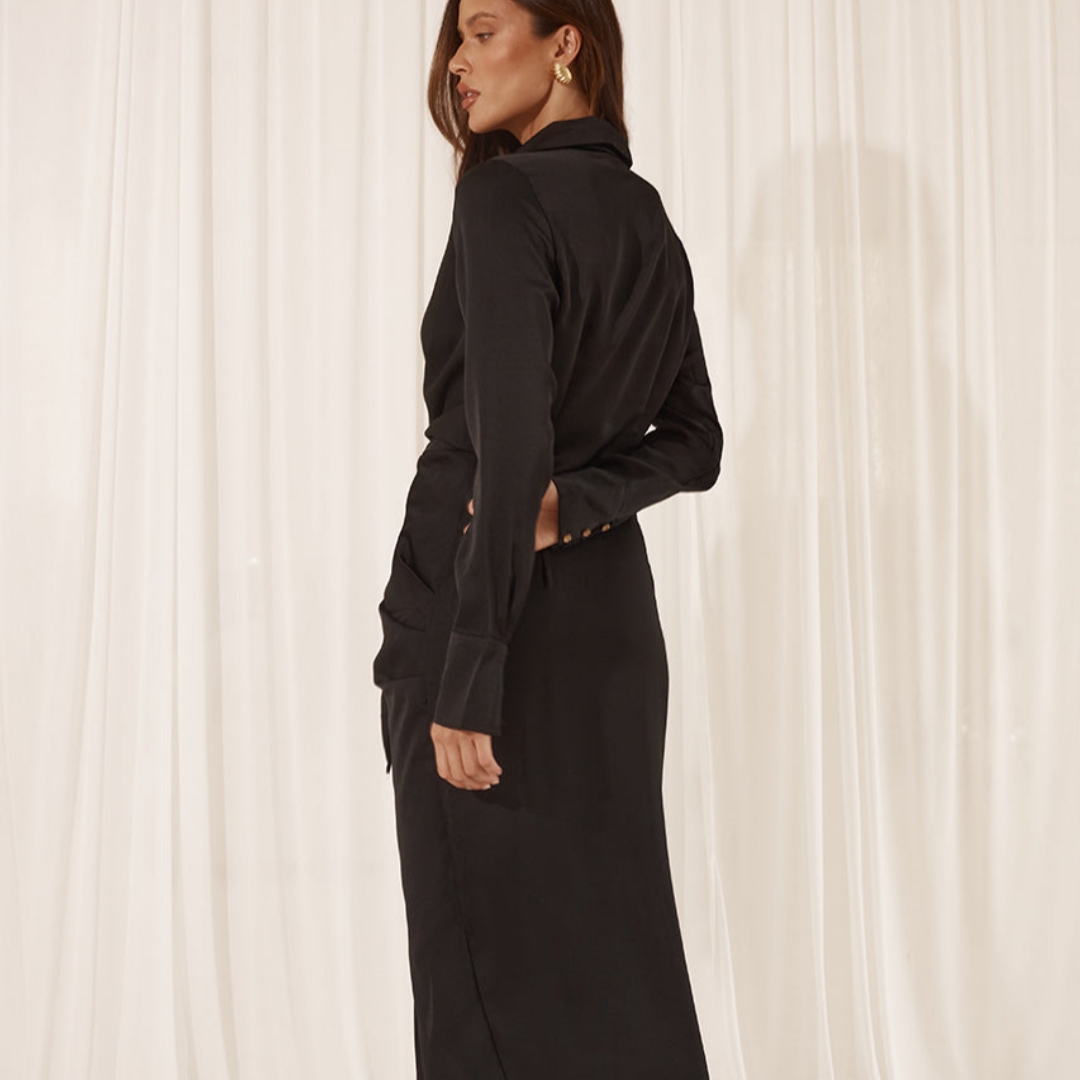 澳洲设计师品牌RUNAWAY正品代购24ss 衬衫款收身长款连衣裙 - 图0