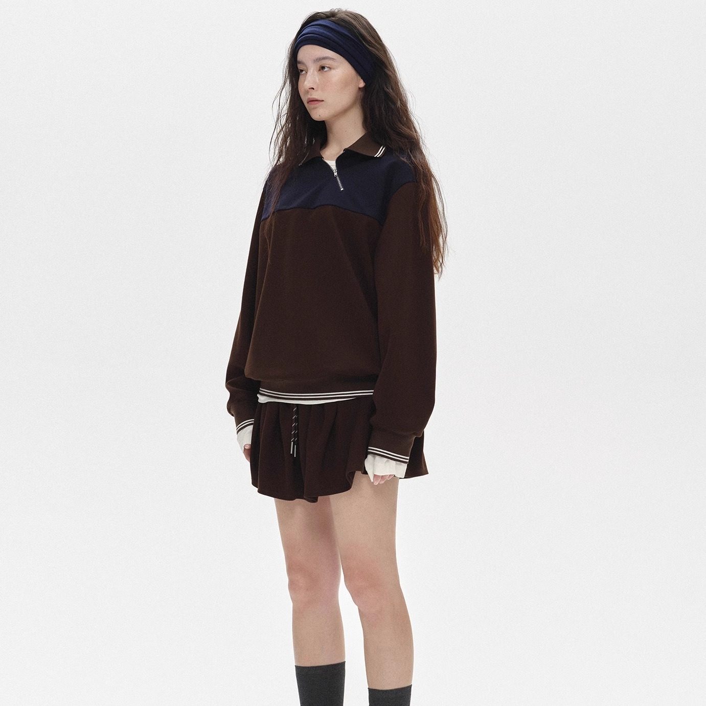 Vena Label 25FW秋季 拉链拼接卫衣复古长袖外套 迷你花苞半身裙,淘宝优惠券,粉丝福利购,淘宝优惠卷