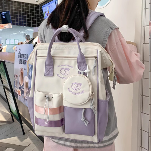 补习书包女小学生带作业补课包儿童高颜值初中女孩可手提双肩背包 - 图0