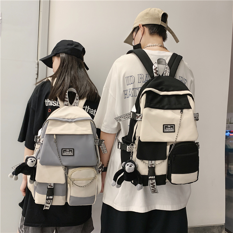 韩版书包男初中生 大学生高中生大容量双肩包背包女ins潮酷电脑包 - 图2