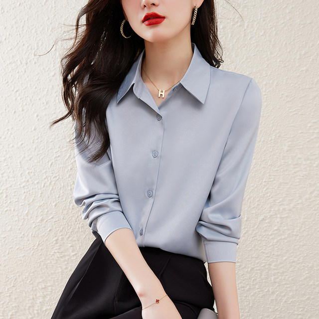 ເສື້ອຍືດແຂນຍາວ satin chiffon ແບບມືອາຊີບ