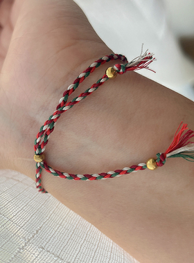 全棉ins风个性圣诞色手链