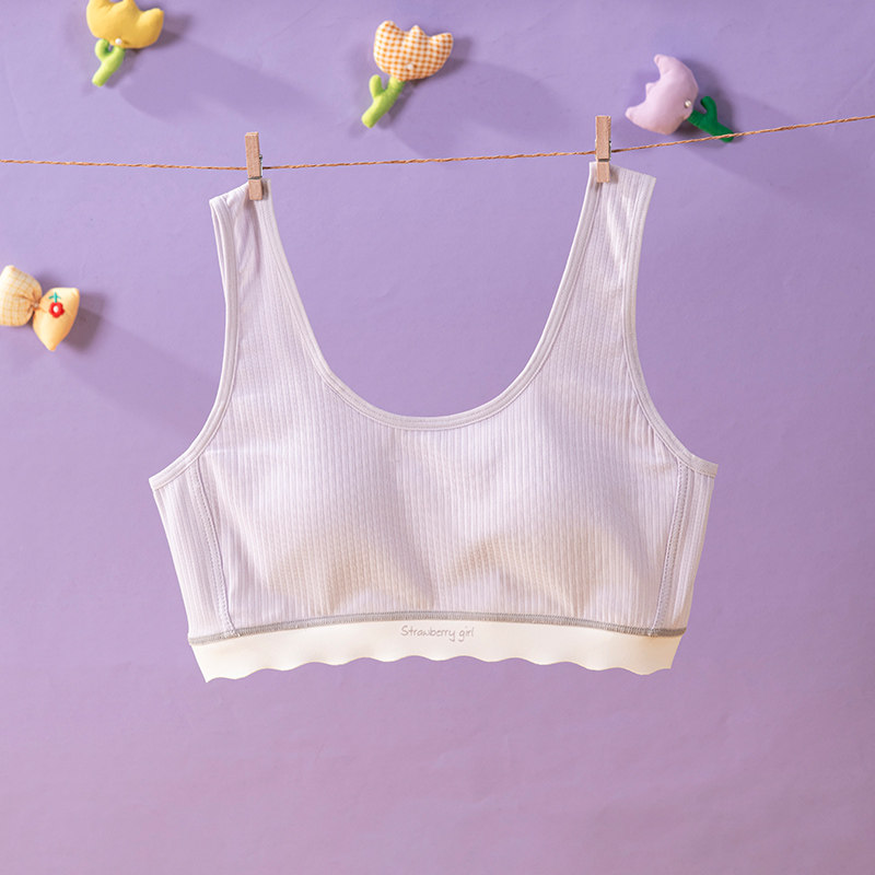 三枪少女文胸发育期一二阶段舒适薄款莫代尔运动背心100%全棉内罩 - 图3
