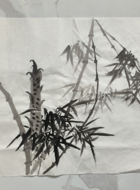 手绘水墨竹子中国画廉洁字画定制