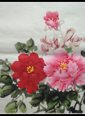 手绘牡丹画三尺斗方国画花鸟画