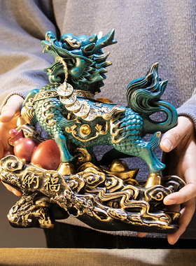 招财麒麟摆件镇宅貔貅一对玄关电视酒柜装饰品新中式家居客厅摆设