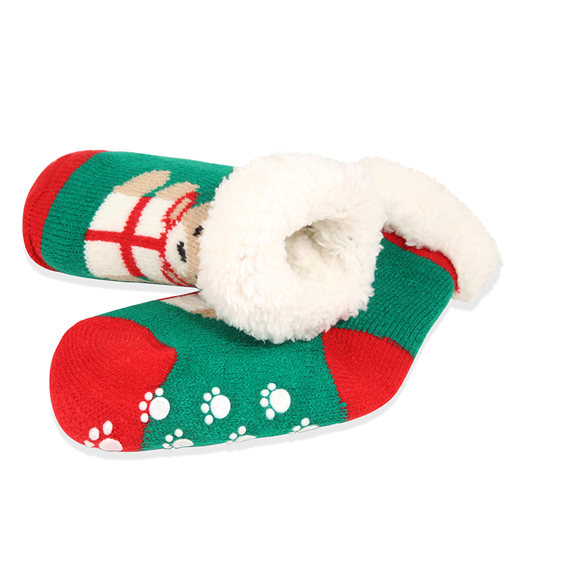 冬季新生婴儿袜加绒加厚宝宝室内防滑儿童圣诞袜冬天保暖睡眠袜子 - 图2