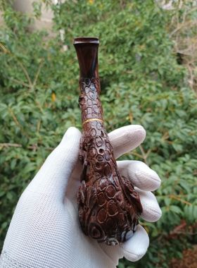 红木艺术烟斗木雕工艺品老挝大红酸枝烟具烟嘴把件文玩收藏鉴赏