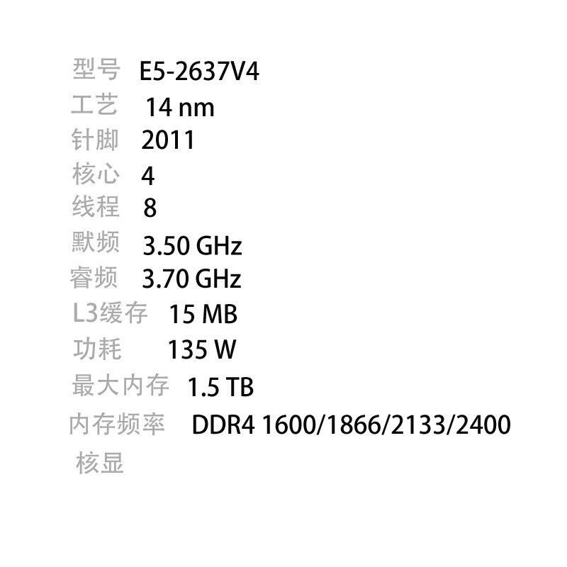 E5-2637 v4/2640/2643/2650/2660/2667/2680/E5-2683 v4 CPU - 图0