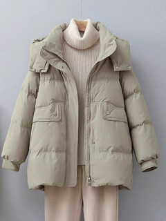 Down jacket women's winter thickening 2026 new loose slimming mid-length white duck down cotton-padded jacket trendy