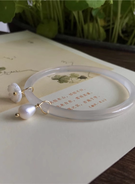 古风女白玉髓极细叮当镯