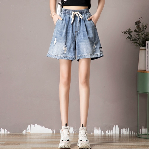Летние штаны, джинсовая юбка, шорты, высокая талия, эластичная талия, свободный крой