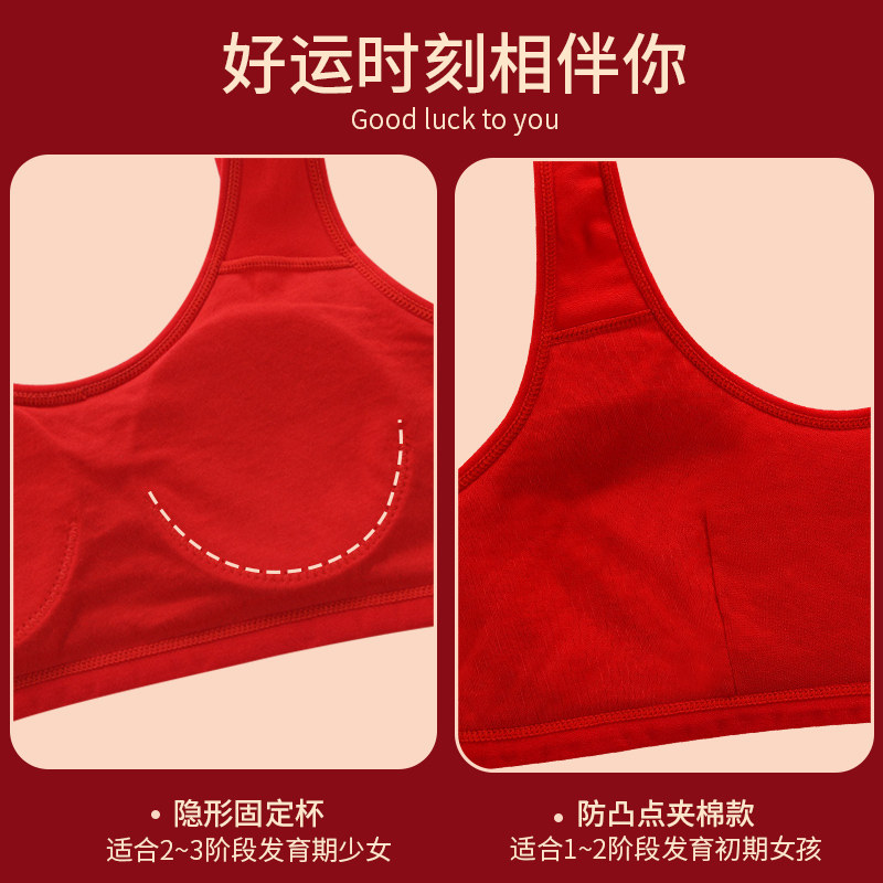 女童本命年内衣套装新年12岁13儿童红色文胸发育期少女孩纯棉背心,淘宝优惠券,粉丝福利购,淘宝优惠卷