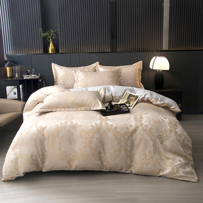 无印流年轻奢高级感提花四件套轻奢套件床单丝滑亲肤枕套一字绣