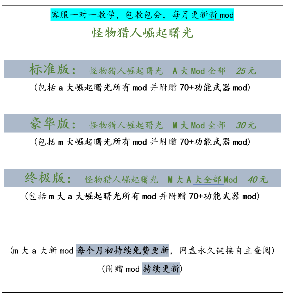 怪物猎人崛起曙光Mod M大A大功能武器预览安装教学 PC SD-图0