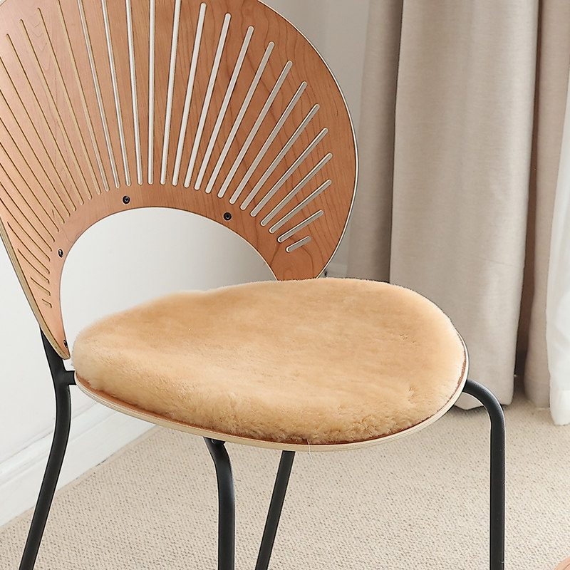 小沙羊剪绒羊毛椅垫圆形椅垫纯羊毛沙发垫地毯坐垫短羊毛圆形垫子