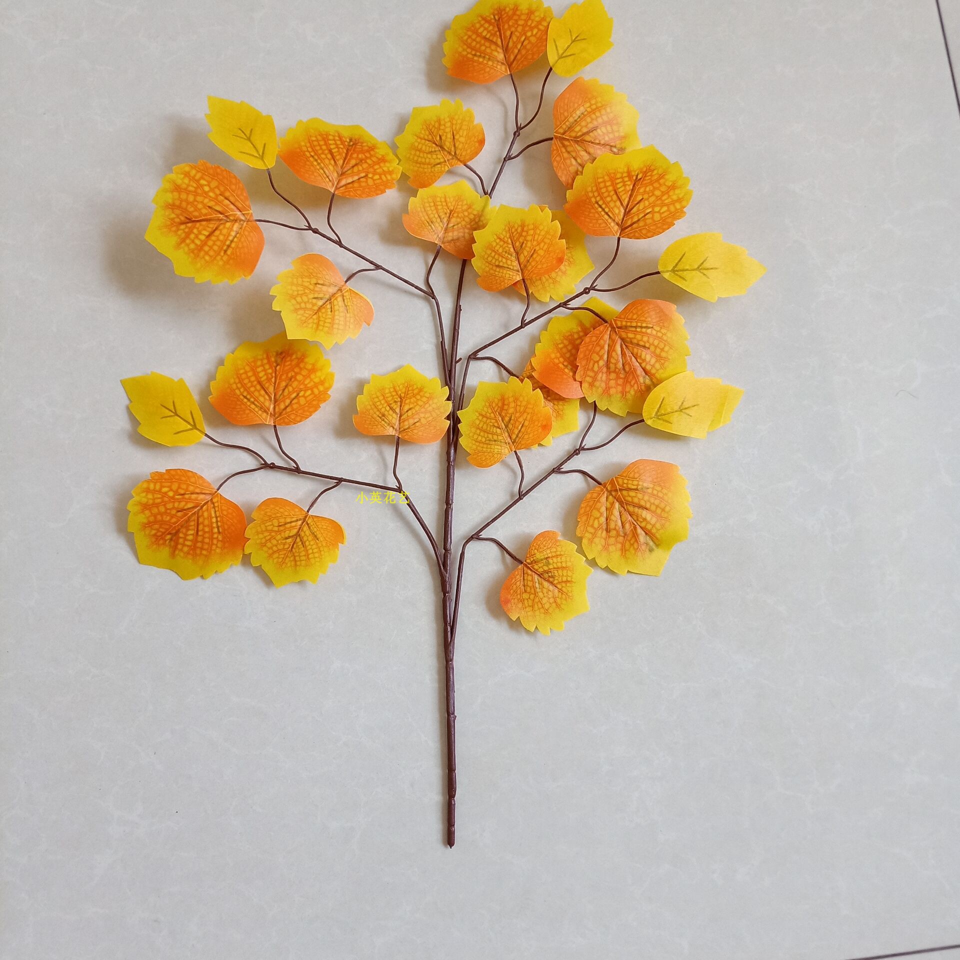 仿真胡杨塑料树枝工程插花装饰叶子舞蹈道具杨树叶梧桐叶红枫叶 - 图1
