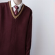 DK uniform knitted sweater dark magenta men's autumn and winter