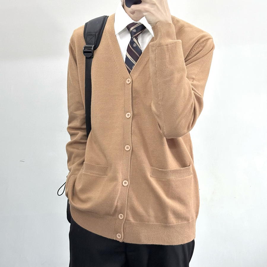 【刺篇】dk男制服基础款纯色日系学院风多色毛衣针织开衫外套上衣 - 图1