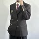 Dk uniform school gift top suit black blue men's casual jacket double-breasted suit suit set