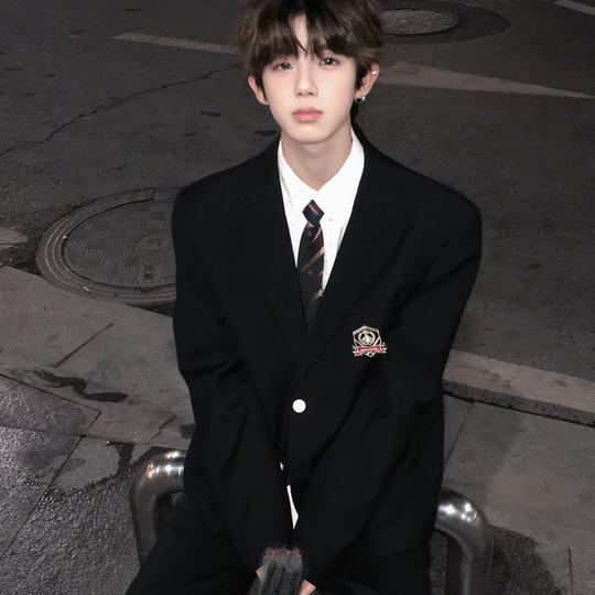 【刺篇】原创正版dk制服西装徽章外套日系学生两粒扣西服套装男