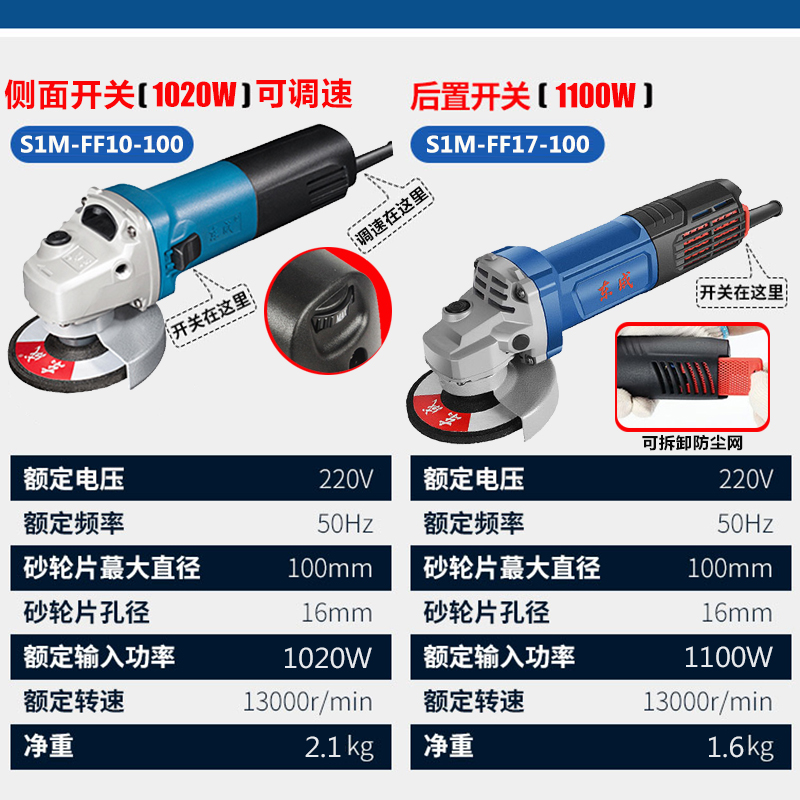 东成角磨机大功率家用多功能工业级砂轮磨光机手磨切割打磨机东城-图0