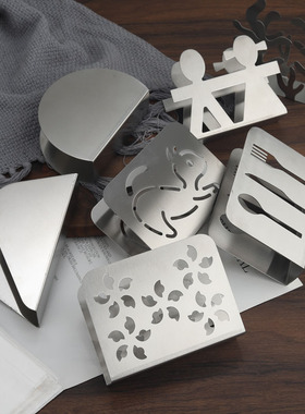 餐巾夹纸巾架不锈钢方巾座