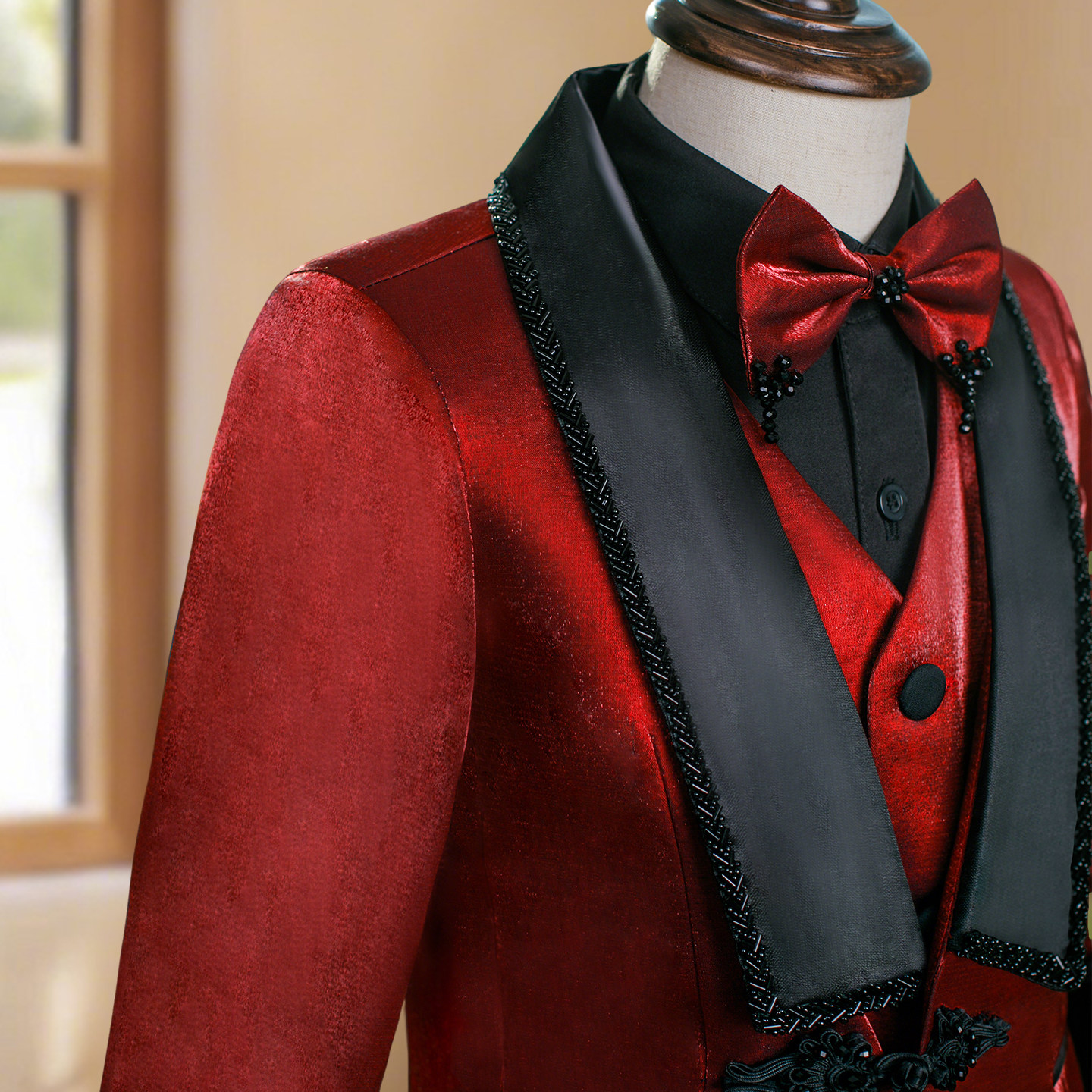 男童西装套装高级感红色花童礼服儿童小西服晚会主持人钢琴演出服,淘宝优惠券,粉丝福利购,淘宝优惠卷