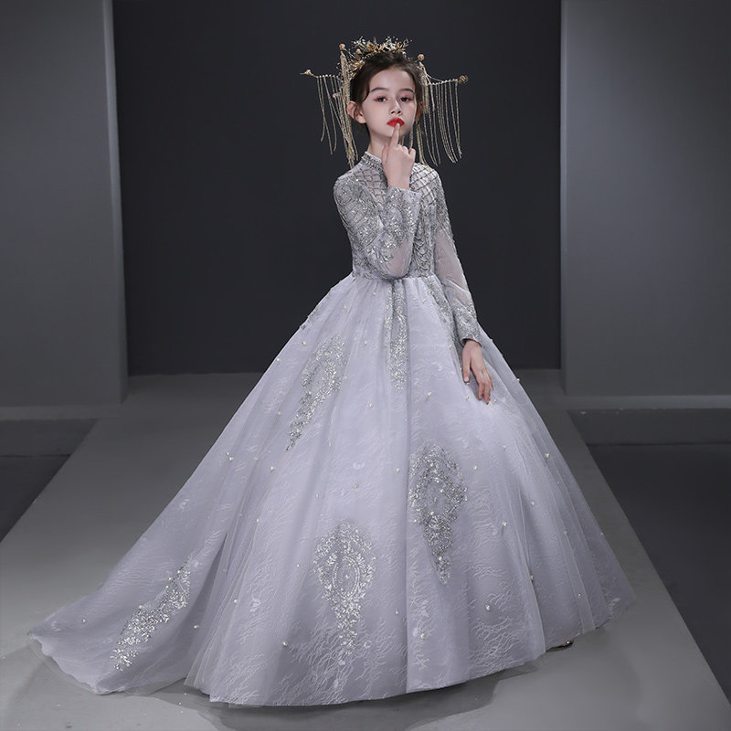 儿童礼服公主裙女童2025新款气质女孩主持时尚长袖钢琴演出服高端,淘宝优惠券,粉丝福利购,淘宝优惠卷