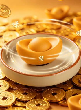 一转就赚｜旋转金元宝招财小摆件