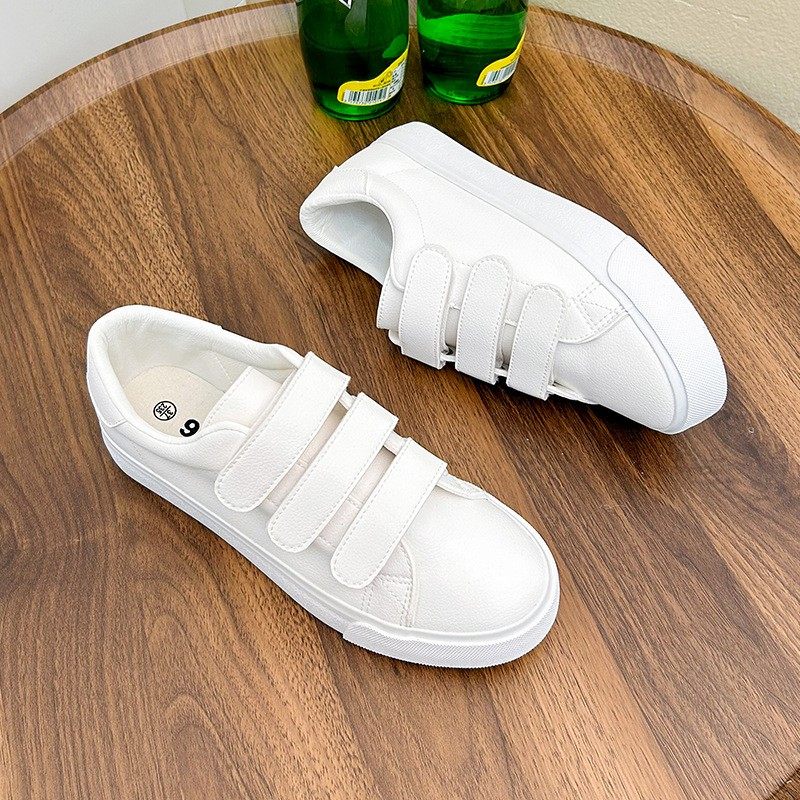 潮男鞋夏季男士防水皮面小白鞋魔术贴粘扣低帮鞋学生运动休闲板鞋,淘宝优惠券,粉丝福利购,淘宝优惠卷