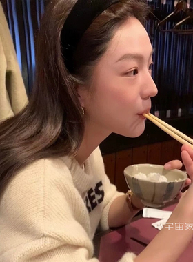 正确版Anna同款黑色薄丝绒发箍