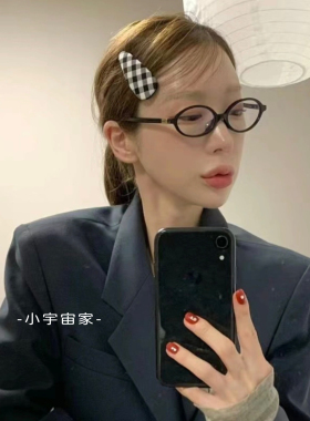 2只韩国ear欧尼同款黑白格子发夹气质日系边夹少女bb夹侧边碎发卡